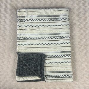 HB Hudson Baby Gray Stripes Blanket Tan White Polka Dots Triangle Zig Zag Sherpa